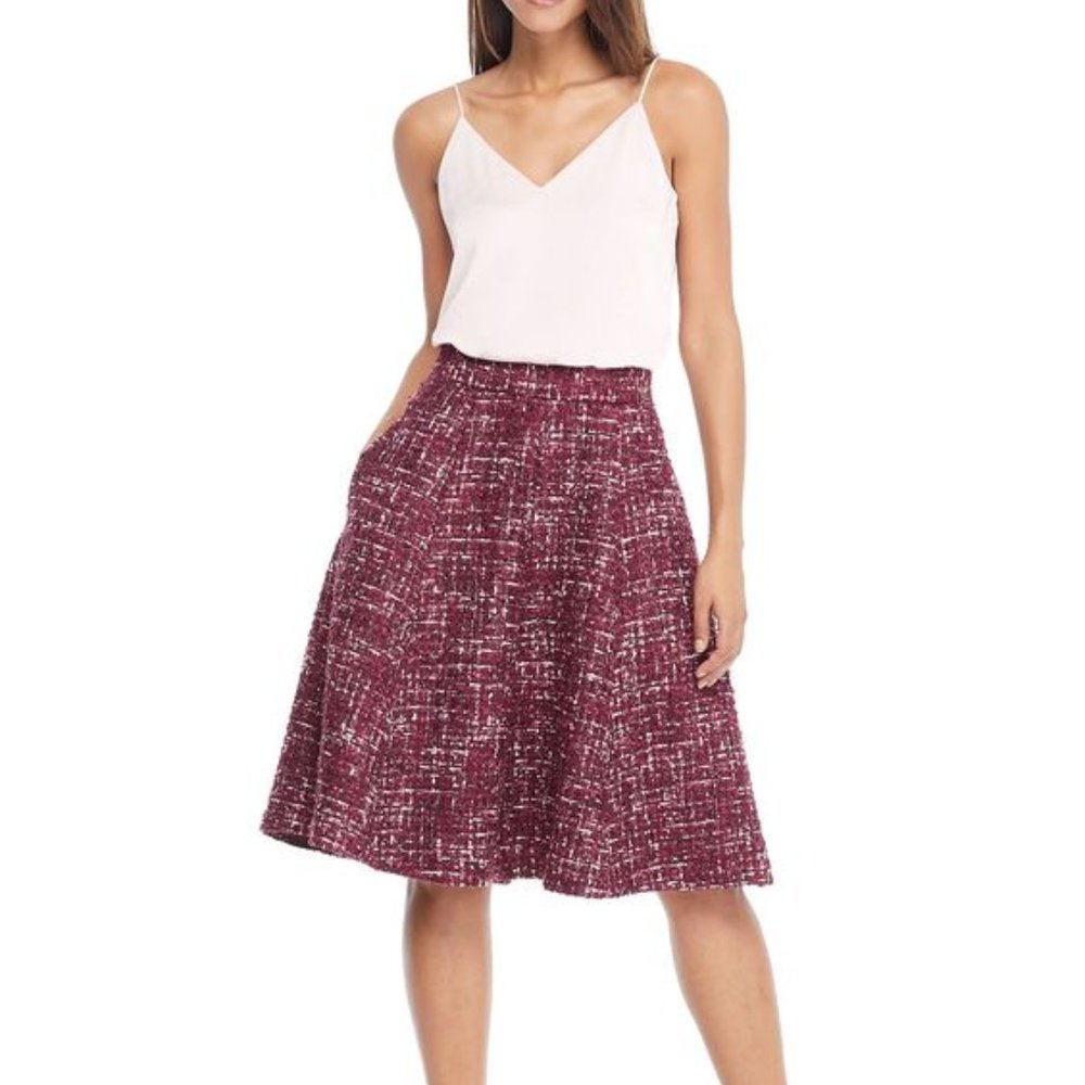 🦄 Gal Meets Glam Cranberry Nell Bouclé Dreams Tweed Skirt